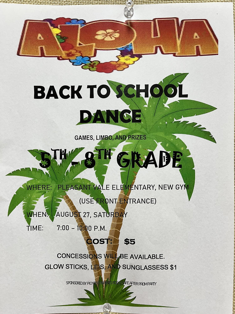 Back to School Dance 5th-8th Grade 8/27/22